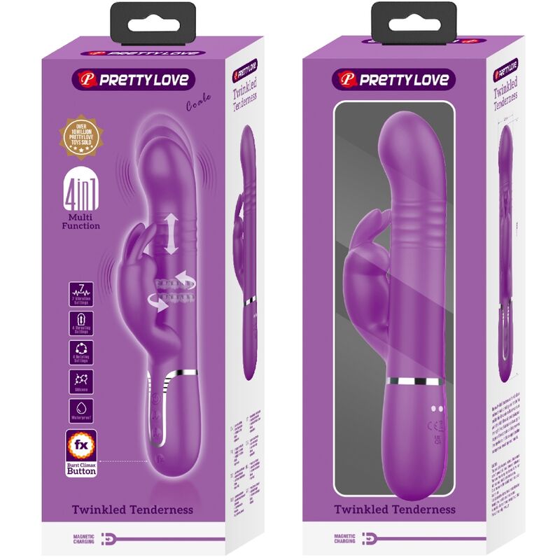 Vibrador Pretty Love Coale 4 em 1 Multifuncional Roxo de silicone com estimulação dupla.