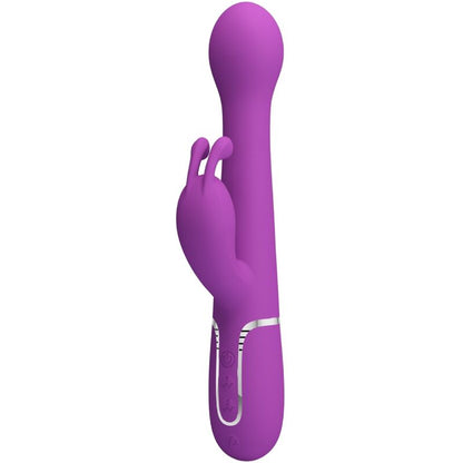 Vibrador Rabbit Pretty Love Dejon Multifuncional 3 em 1 Roxo, em silicone macio.