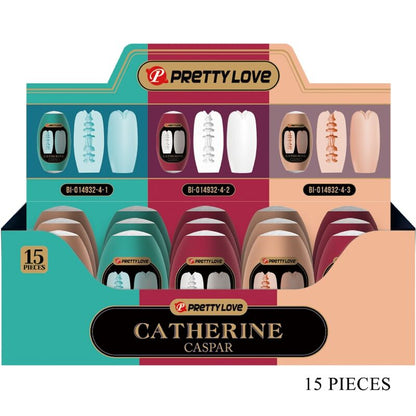 PRETTY LOVE Caspar Pack 15 Masturbadores Masculinos Variados, exibindo diferentes texturas e designs para estimulação.