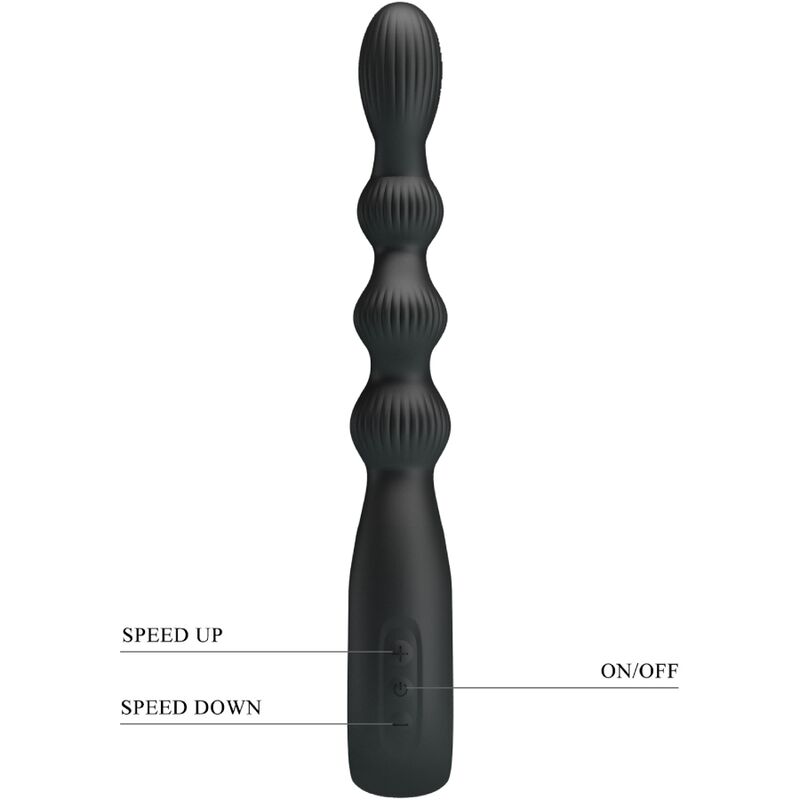 PRETTY LOVE Vibrador Anal Federer com 12 Vibrações Preto em silicone