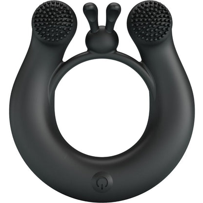 Close-up do PRETTY LOVE Anel Vibratório Dália com Estimulador Clitoriano, mostrando o design ergonómico e material de silicone.