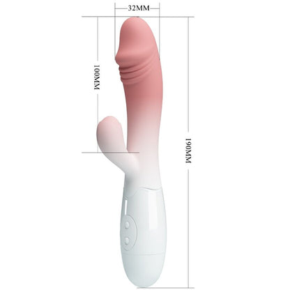 Vibrador Snappy Rabbit Pretty Love Rosa com 30 funções de vibração para estimulação dupla.