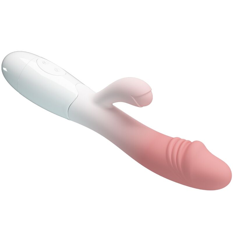 Vibrador Snappy Rabbit Pretty Love Rosa com 30 funções de vibração para estimulação dupla.