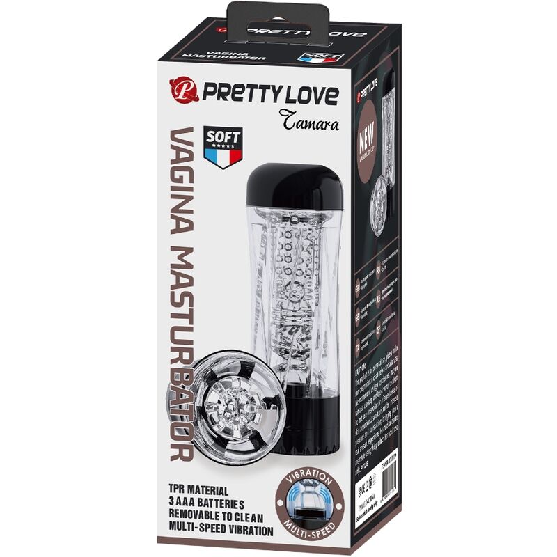 Masturbador Masculino PRETTY LOVE Tamara Vibratório Multi-Velocidade Preto