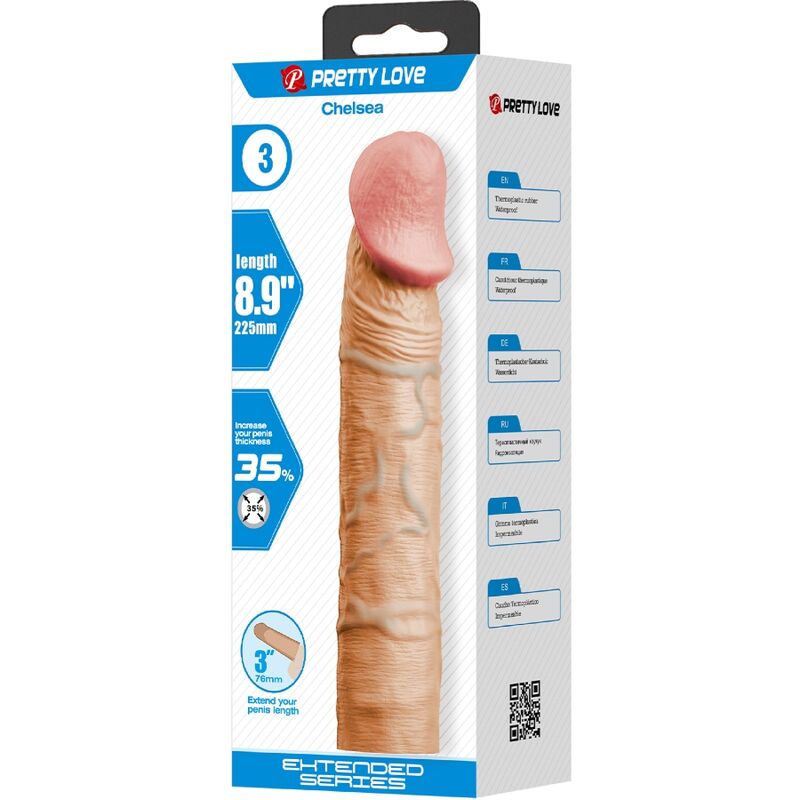 Manga Pénis PRETTY LOVE Chelsea com Extensão 7,6cm, textura realista.