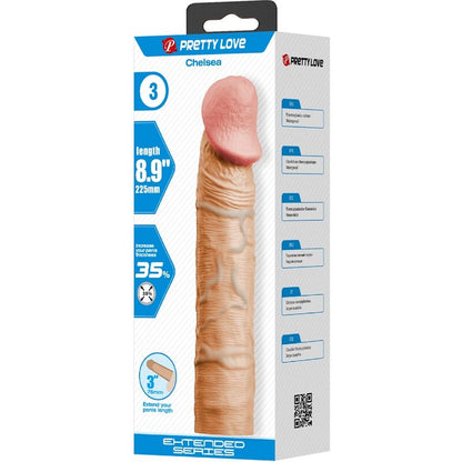 Manga Pénis PRETTY LOVE Chelsea com Extensão 7,6cm, textura realista.