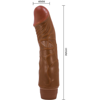 BAILE Jeff Dildo Vibrador Realista 19,5cm Mulato com textura detalhada e função vibratória.