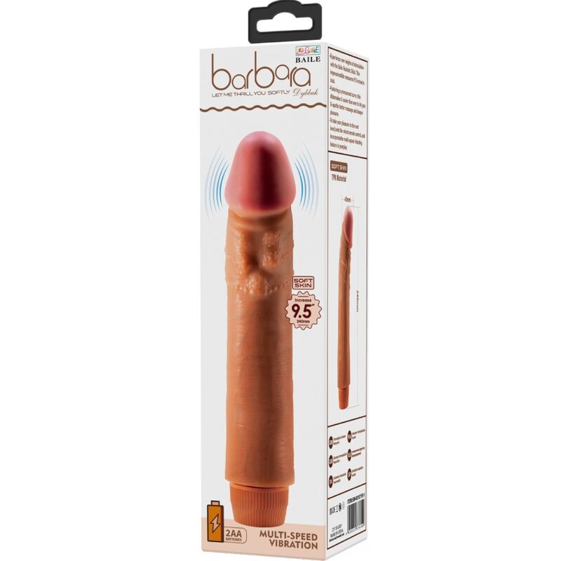 Vibrador realista Dybbuk 24 CM da BAILE, apresentando sua textura detalhada e design ergonômico.