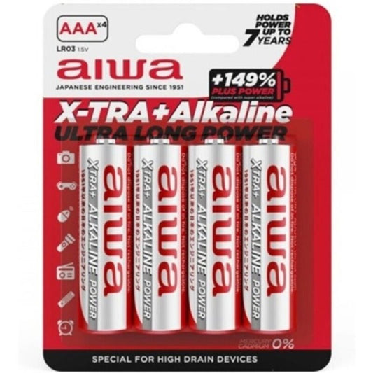 AIWA Pilhas AAA X-TRA Alkaline LR03 em blister de 4 unidades.