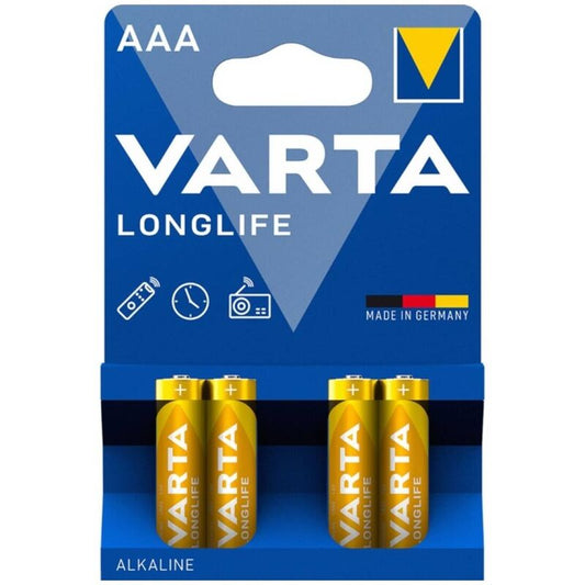 VARTA - Pilas alcalinas AAA de larga duración LR03 (paquete de 4)