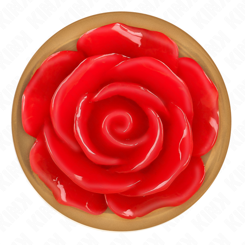 KINK Plug Anal Metálico Ouro Rosa com Detalhe Rosa Vermelha para estimulação anal.