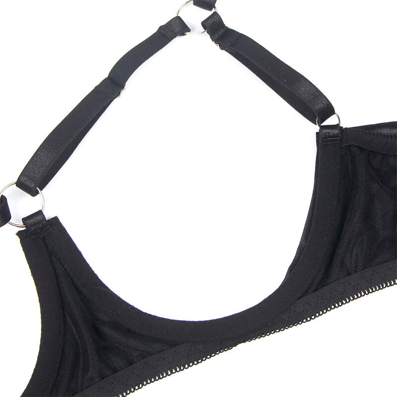 Conjunto de lingerie SUBBLIME preto com sutiã de laço ajustável e tanga.