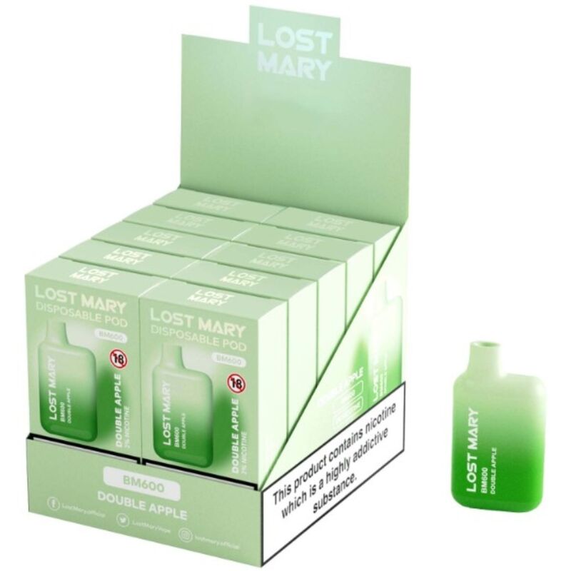 LOST MARY - BM600 VAPORIZADOR DE NICOTINA 2% DOBLE DESECHABLE MANZANA