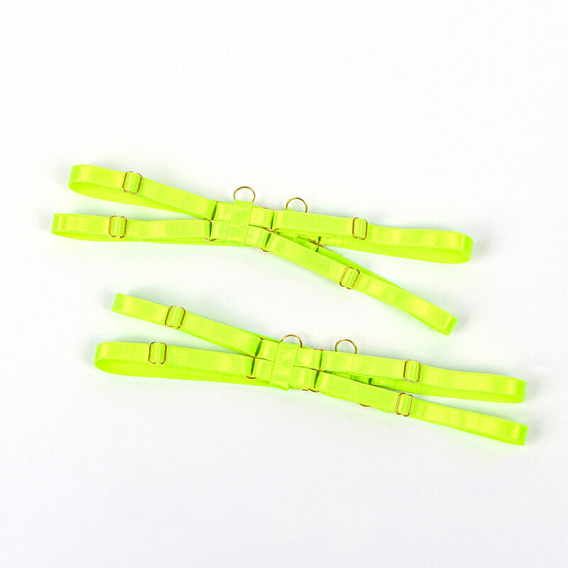 Conjunto de Lingerie SUBBLIME Verde Fluorescente com sutiã, colar e detalhes para as pernas