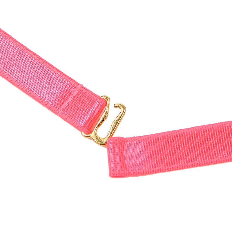 Conjunto de Lingerie SUBBLIME Rosa Fluorescente com detalhes vazados e colar ajustável.