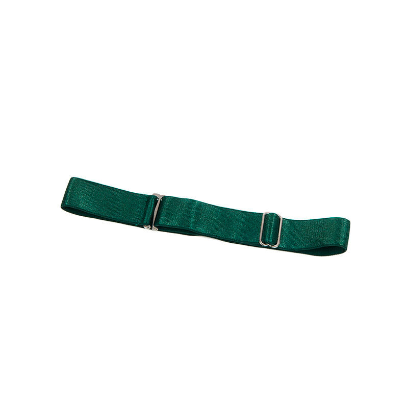 Vestido SUBBLIME com alças de couro PU verde S/M, exibindo design sensual e material macio.