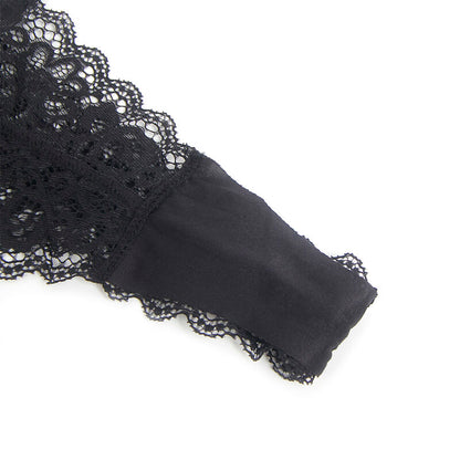 Body Lingerie SUBBLIME de Renda e Couro PU Preto com Zíper