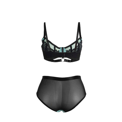 Conjunto de Lingerie SUBBLIME Renda e Malha Verde com Sutiã Push-up