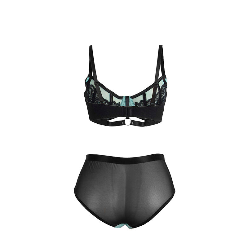 Conjunto de Lingerie SUBBLIME Renda e Malha Verde com Sutiã Push-up
