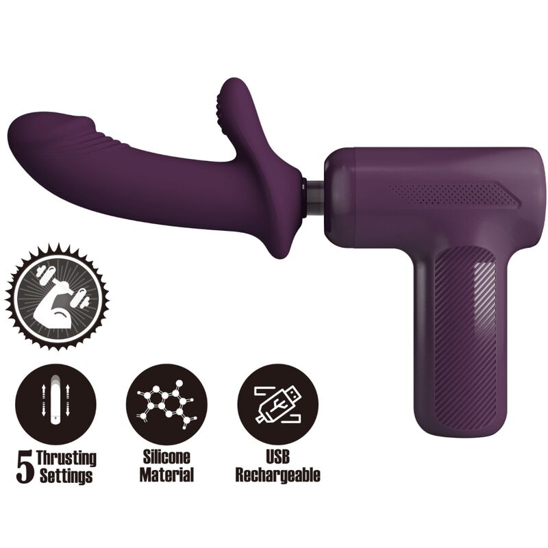 Close-up of the PRETTY LOVE Massageador DJ Scholar, a powerful purple wand vibrator with 5 settings.