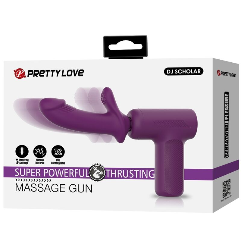 Close-up of the PRETTY LOVE Massageador DJ Scholar, a powerful purple wand vibrator with 5 settings.