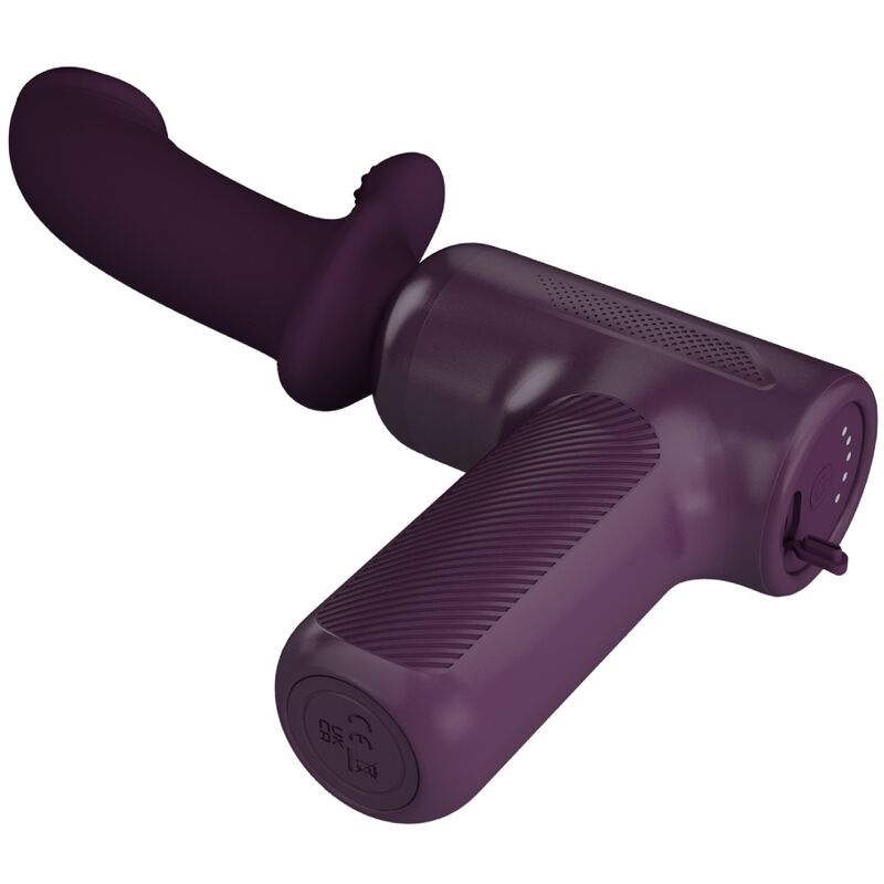 Close-up of the PRETTY LOVE Massageador DJ Scholar, a powerful purple wand vibrator with 5 settings.