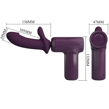 Close-up of the PRETTY LOVE Massageador DJ Scholar, a powerful purple wand vibrator with 5 settings.