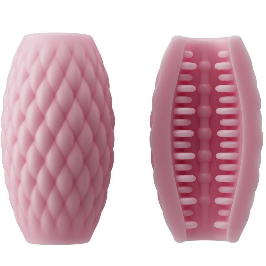 Close-up do Masturbador Masculino PRETTY LOVE Athena Eros Rosa, mostrando a sua textura e design de entrada dupla.