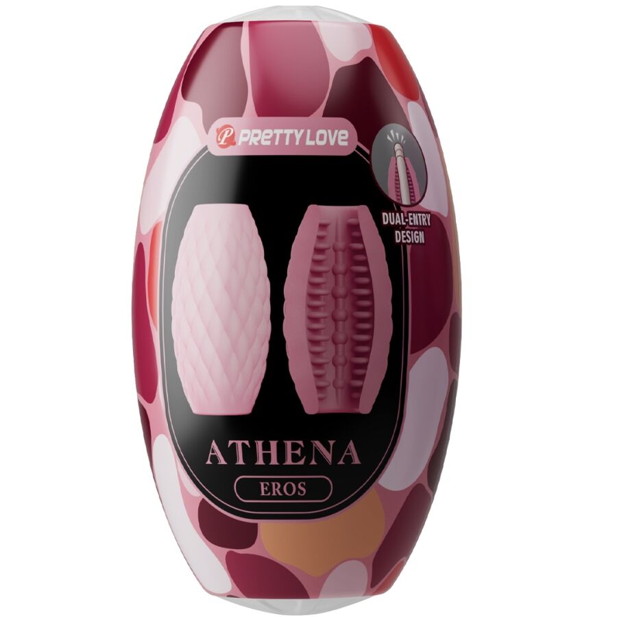 Close-up do Masturbador Masculino PRETTY LOVE Athena Eros Rosa, mostrando a sua textura e design de entrada dupla.