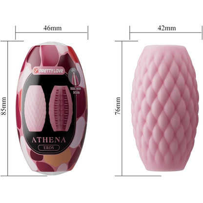 Close-up do Masturbador Masculino PRETTY LOVE Athena Eros Rosa, mostrando a sua textura e design de entrada dupla.
