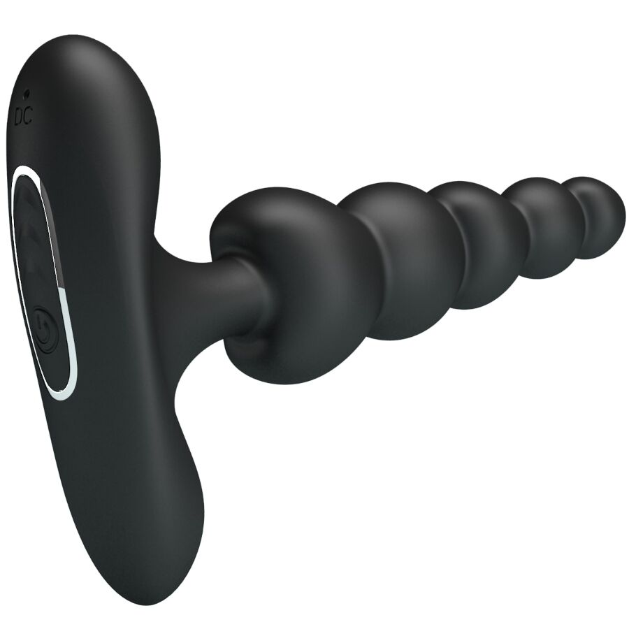 PRETTY LOVE Vibrador Anal Corban com 10 Vibrações em silicone preto, design flexível e ergonómico.