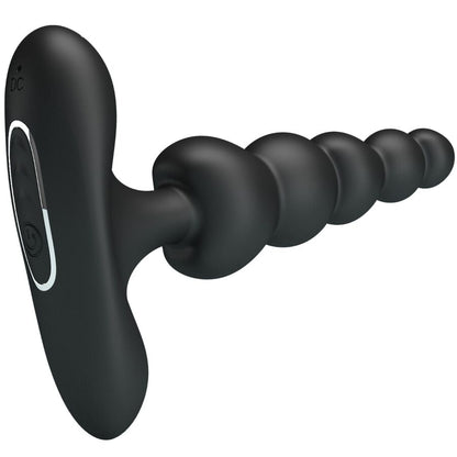 PRETTY LOVE Vibrador Anal Corban com 10 Vibrações em silicone preto, design flexível e ergonómico.