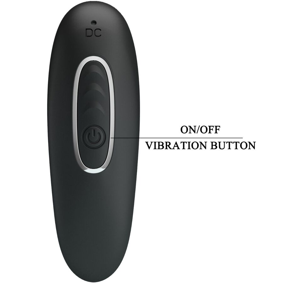 PRETTY LOVE Vibrador Anal Corban com 10 Vibrações em silicone preto, design flexível e ergonómico.