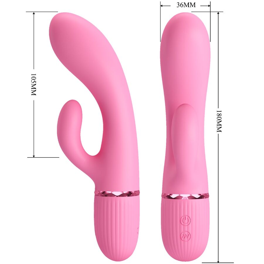 Vibrador Pretty Love Marski Rabbit e Ponto G Rosa em silicone com estimulador duplo