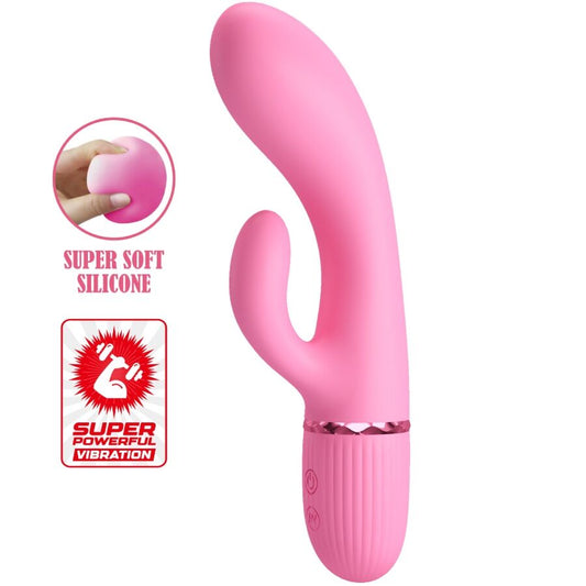 Vibrador Pretty Love Marski Rabbit e Ponto G Rosa em silicone com estimulador duplo