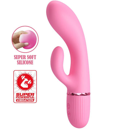 Vibrador Pretty Love Marski Rabbit e Ponto G Rosa em silicone com estimulador duplo
