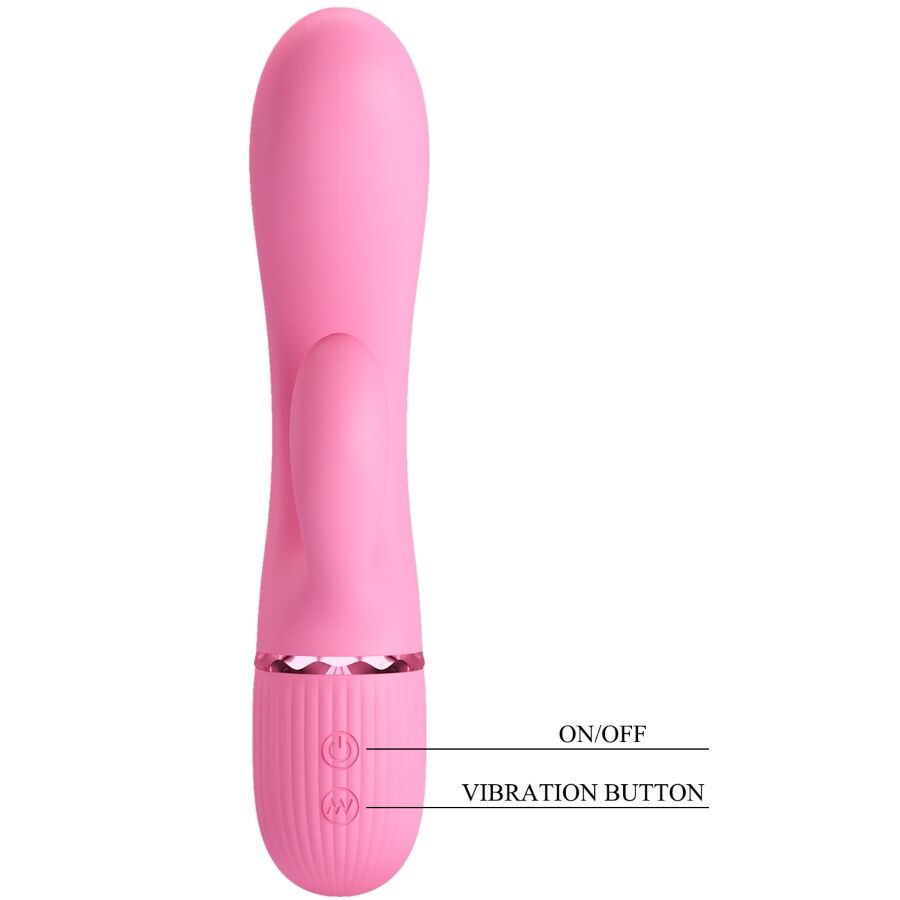 Vibrador Pretty Love Marski Rabbit e Ponto G Rosa em silicone com estimulador duplo