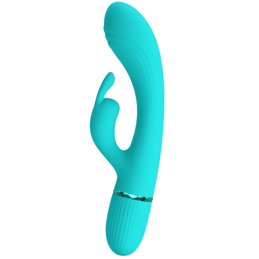 Vibrador coelho PRETTY LOVE Scocco Turquesa com design ergonómico e estimulador clitoriano, feito em silicone suave.
