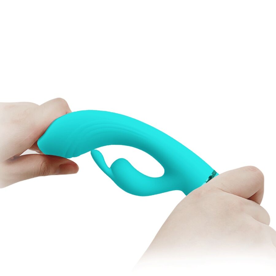 Vibrador coelho PRETTY LOVE Scocco Turquesa com design ergonómico e estimulador clitoriano, feito em silicone suave.