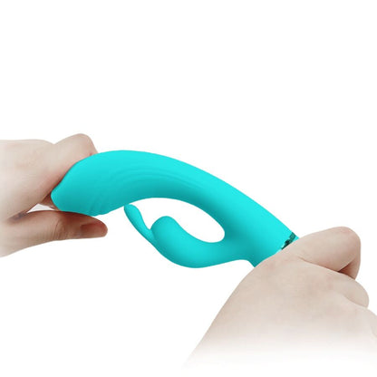 Vibrador coelho PRETTY LOVE Scocco Turquesa com design ergonómico e estimulador clitoriano, feito em silicone suave.
