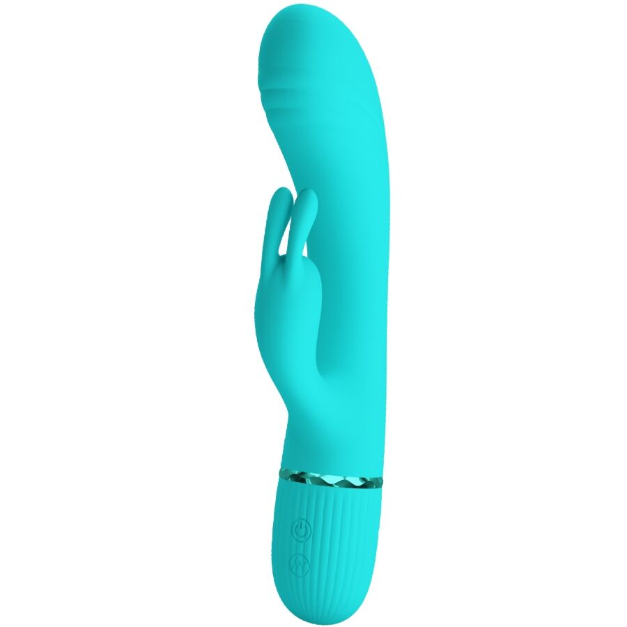 Vibrador coelho PRETTY LOVE Scocco Turquesa com design ergonómico e estimulador clitoriano, feito em silicone suave.