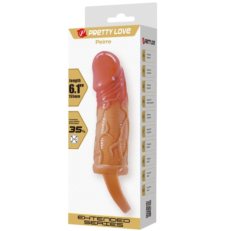 Close-up of the PRETTY LOVE Manga para Pénis Pierre 10 CM, showing its flexible TPR material and textured surface for enhanced sensation.