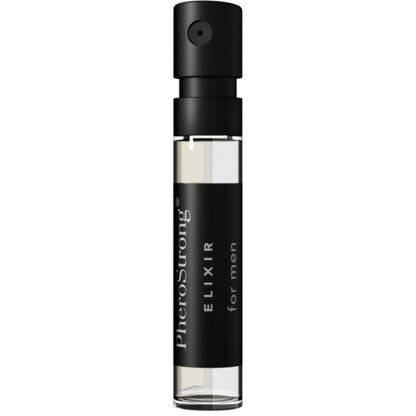 Frasco do PheroStrong Elixir de Feromônios para Homens 2 ML, destacando sua embalagem premium e volume.