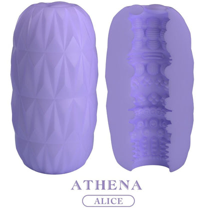 Close-up do Masturbador Masculino Pretty Love Athena Egg Stroker Roxo, destacando a sua textura e material TPR superelástico.