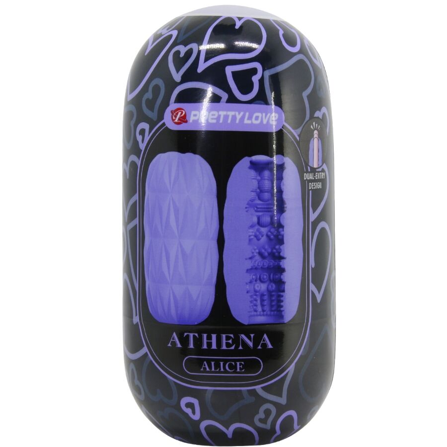 Close-up do Masturbador Masculino Pretty Love Athena Egg Stroker Roxo, destacando a sua textura e material TPR superelástico.