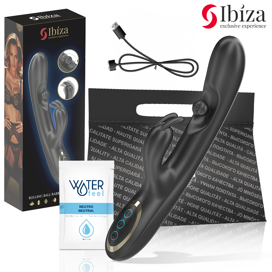 IBIZA Vibrador Rabbit com Pérola Rolante Massageadora para estimulação dupla e prazer intenso.