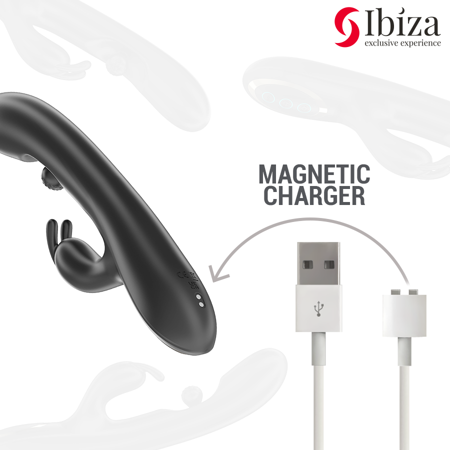IBIZA Vibrador Rabbit com Pérola Rolante Massageadora para estimulação dupla e prazer intenso.