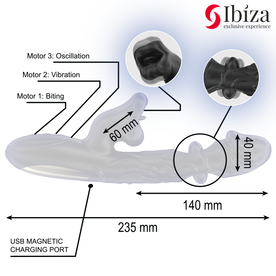 IBIZA Vibrador Estimulador Clitoriano 3 Motores com Efeito Mordida