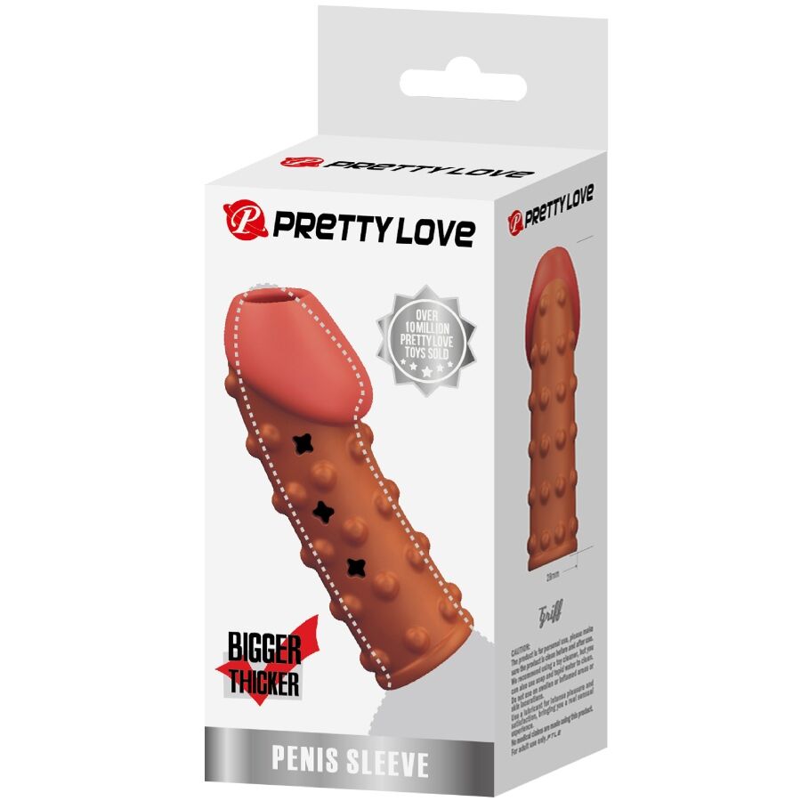 Manga para pénis PRETTY LOVE apertada e volumosa em material TPE, para ereções mais fortes e prazer prolongado.