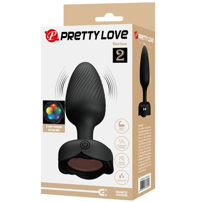 Close-up do PRETTY LOVE Plug Anal Vibratório Varian com Luz LED, mostrando sua textura suave de silicone e design.